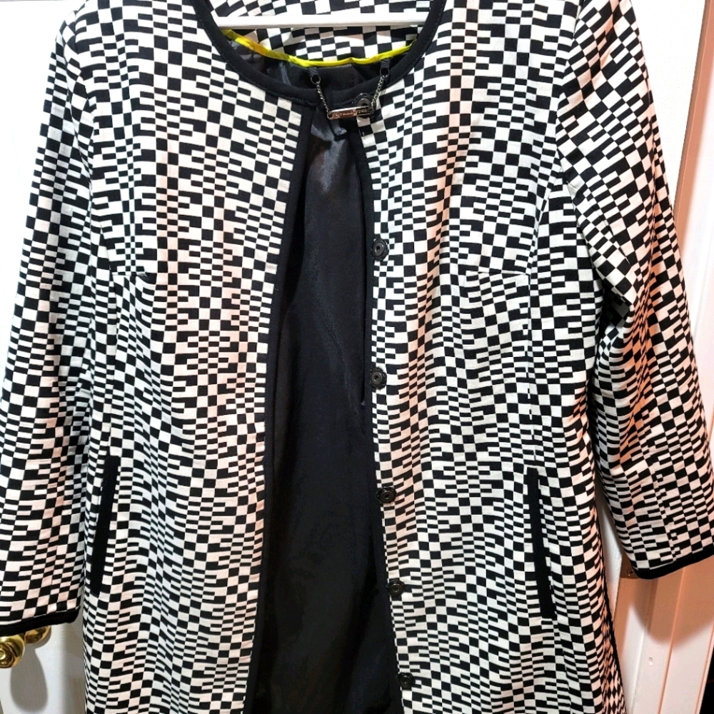 Trina Turk Black and White Art Pop Jacket